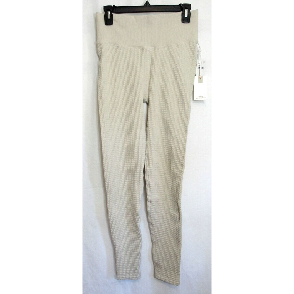 Good American Beige Tusk Compression Thick Waffle High Rise Leggings SZ 3/4 NWT